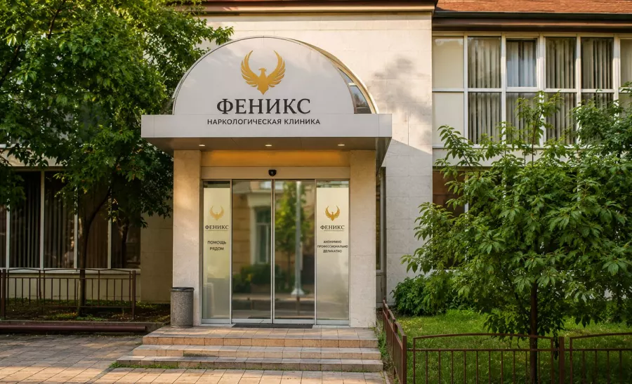 Вход в наркологическую клинику «Феникс» в Таштаголе